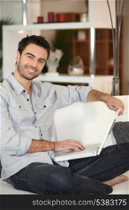 Man in front of computer