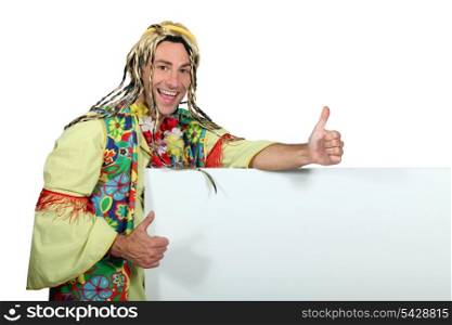 Man in funny hippy costume