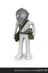 Man in gas mask (3d isolated on white background characters series)