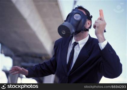 Man in Gas Mask