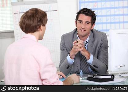 man in job interview