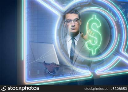 Man in online currency trading concept