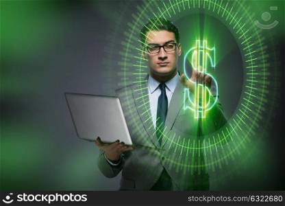 Man in online currency trading concept