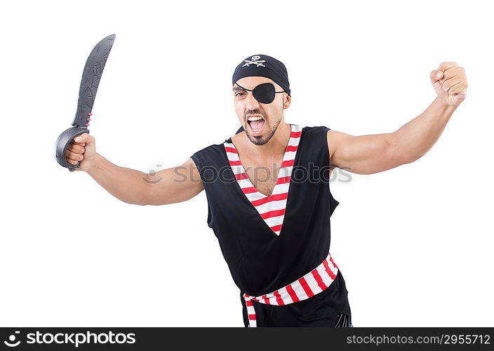 Man in pirate costume in halloween concept