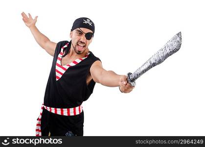 Man in pirate costume in halloween concept