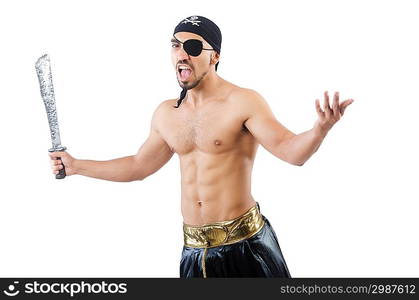 Man in pirate costume in halloween concept