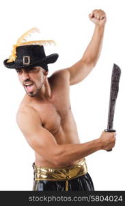 Man in pirate costume in halloween concept