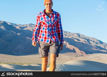 Man in sand desert