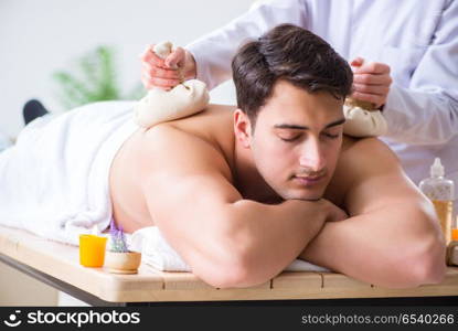 Man in spa enjoying his time