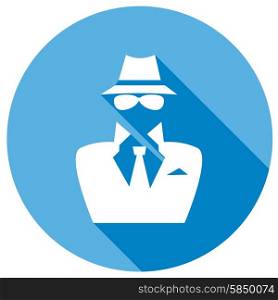Man in suit. Secret service agent icon a long shadow