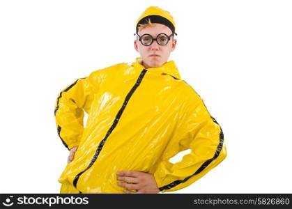 Man in yellow suit isolated on white