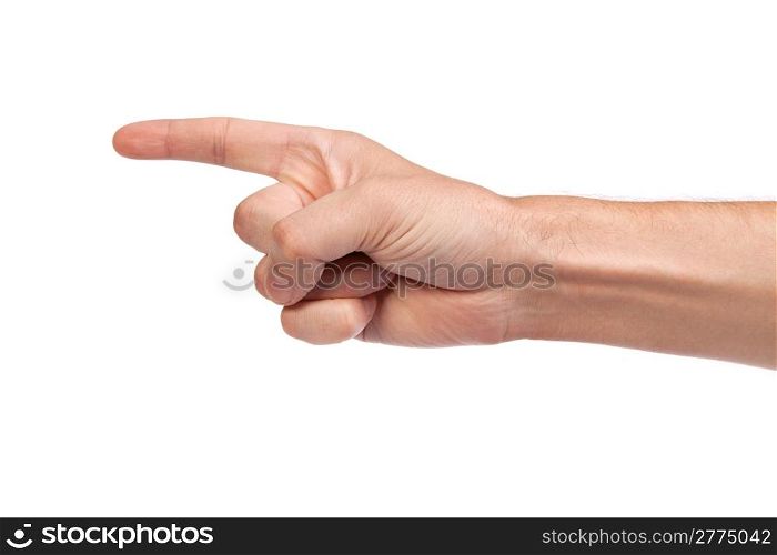 Man index finger isoalted on a white background