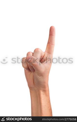 Man index finger isoalted on a white background