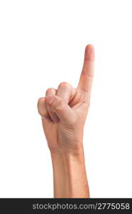 Man index finger isoalted on a white background