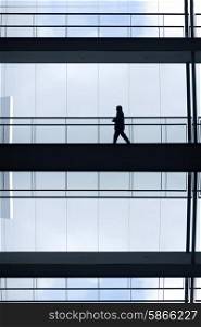 man inside a modern office building