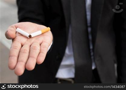 Man is quit smoking Because it is harmful to health