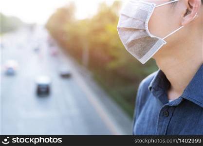 Man is wearing masks to prevent the virus. Before leaving the house every time