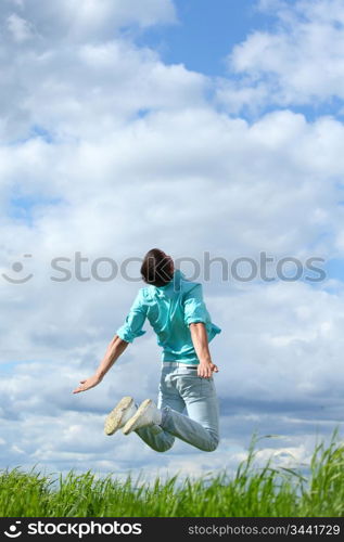 man jump in the blue sky