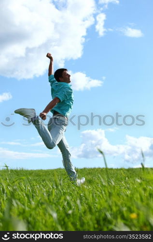 man jump in the blue sky