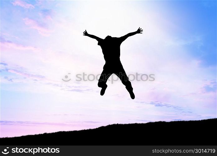 Man jump to sky. Conceptual design.