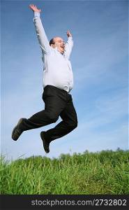 man jumping grass