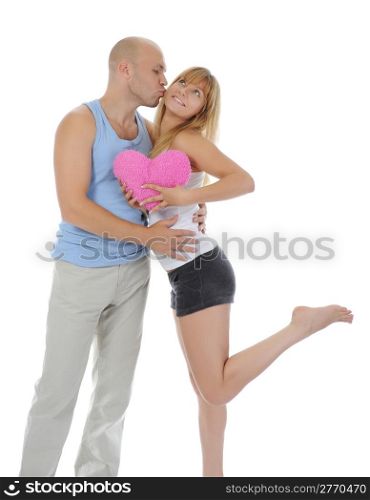 man kisses a girl. Isolated on white background