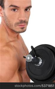 man lifting weight