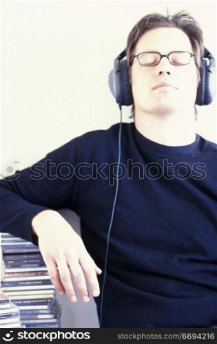 Man Listening to Headphones