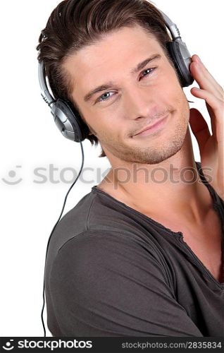 Man listening to music on his headphones