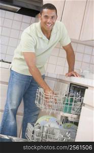 Man Loading Dishwasher
