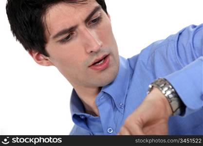 Man looking at the time