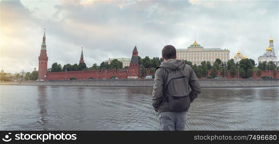 man looks at the Kremlin. Russian Federation