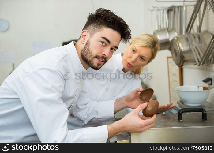 man making chocolats
