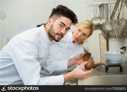 man making chocolats