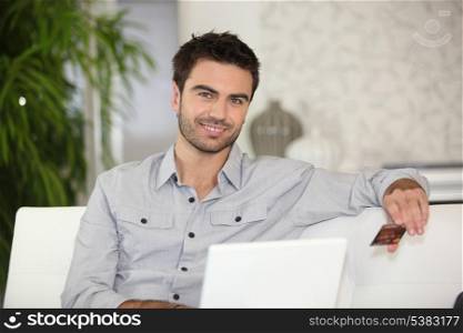 Man making online purchase