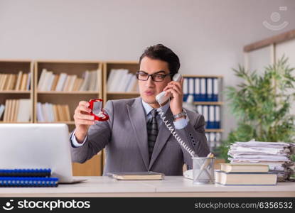 Man making proposal over phone