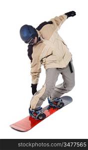 Man making snowboard on a over white background