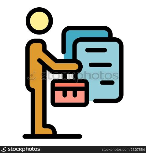Man money benefit icon. Outline man money benefit vector icon color flat isolated. Man money benefit icon color outline vector