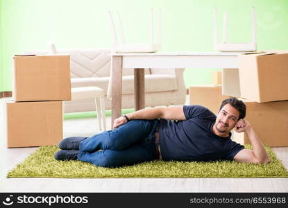 Man moving house with boxes