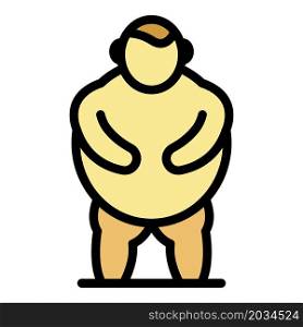 Man obesity icon. Outline man obesity vector icon color flat isolated. Man obesity icon color outline vector