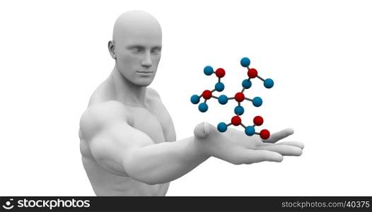 Man Observing and Analyzing Molecule Structure Art