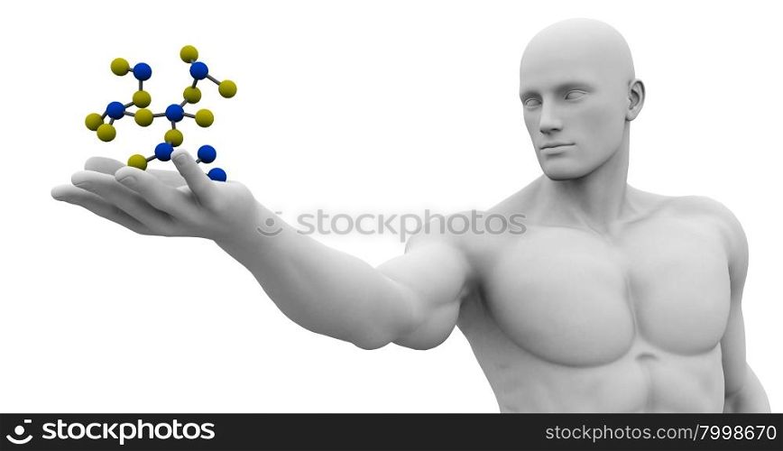 Man Observing and Analyzing Molecule Structure Art