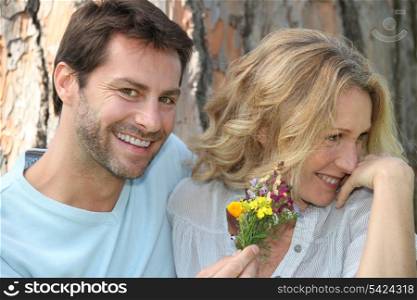 Man offering flowers