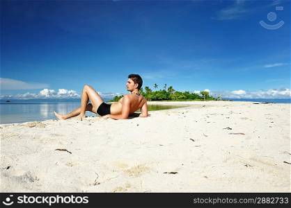Man on a tropical beach
