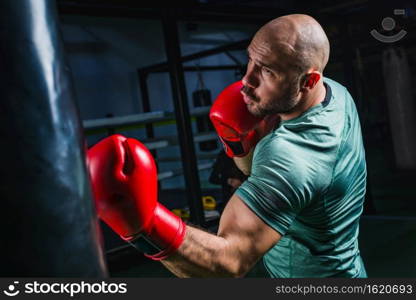 Man on boxing training
