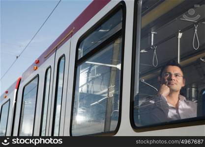 Man on light rail