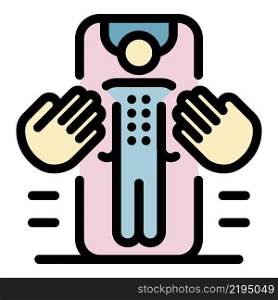 Man on massage and hands icon. Outline man on massage and hands vector icon color flat isolated. Man on massage and hands icon color outline vector