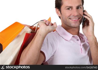 Man on phone shopping