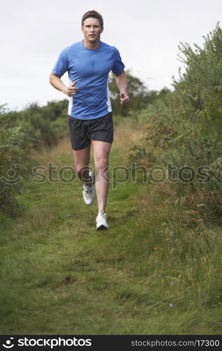 Man On Run In Countryside