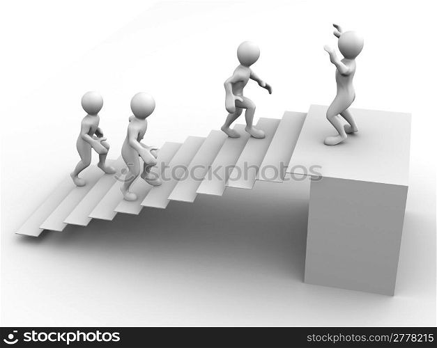 Man on stairs. 3d